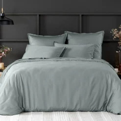 Baton Rouge Linge De Lit, Ensembles^Housse de couette satin de coton lavé verte