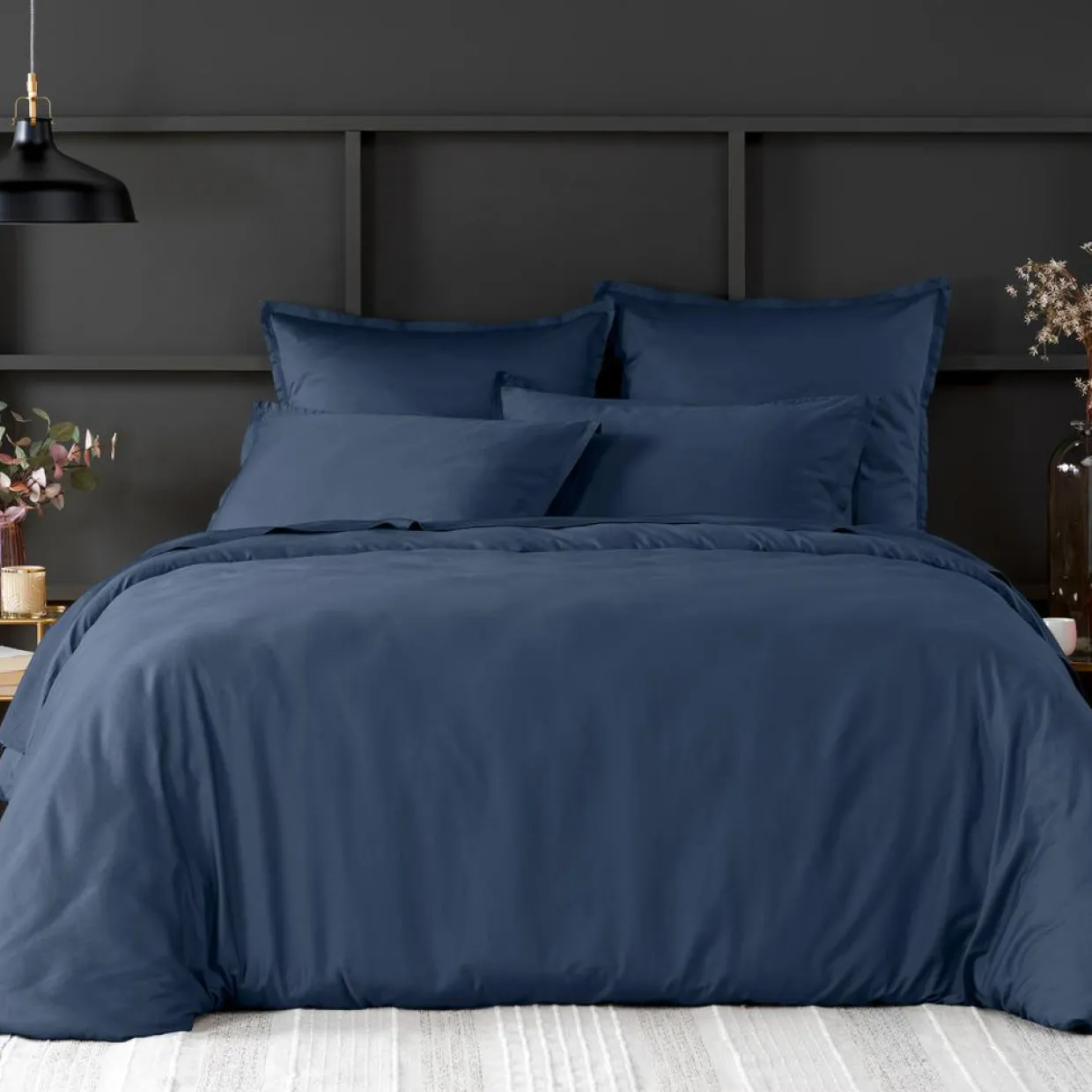Housse de couette satin de coton lavé bleue-Baton Rouge Clearance