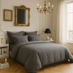 Baton Rouge Linge De Lit, Ensembles^Housse de couette satin de coton lavé grise