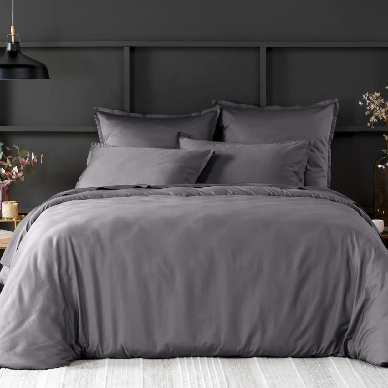 Baton Rouge Linge De Lit, Ensembles^Housse de couette satin de coton lavé grise