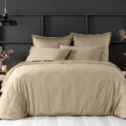 Housse de couette satin de coton lavé beige-Baton Rouge Discount