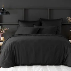 Baton Rouge Linge De Lit, Ensembles^Housse de couette satin de coton lavé noire