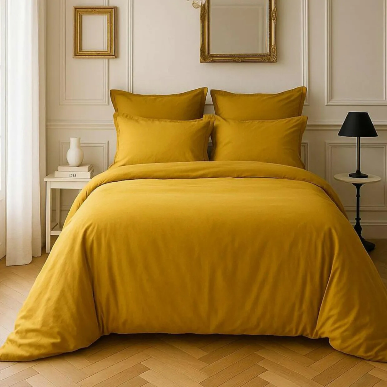 Baton Rouge Linge De Lit, Ensembles^Housse de couette satin de coton lavé moutarde