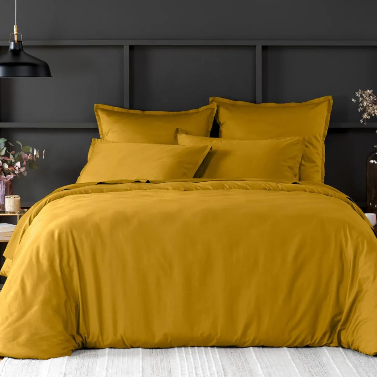 Baton Rouge Linge De Lit, Ensembles^Housse de couette satin de coton lavé moutarde