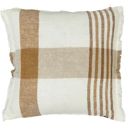 Housse de coussin 100% Lin Aalborg tabac - 45x45 cm-Haomy Clearance