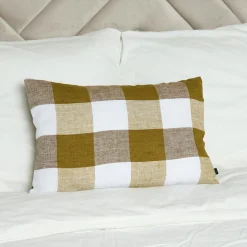Haomy Coussins, Galettes De Sièges^Housse de coussin 100% Lin Palma citrus - 40x60 cm