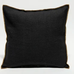 Apotheca Coussins, Galettes De Sièges^Housse de coussin en lin lavé noire - 45x45 cm