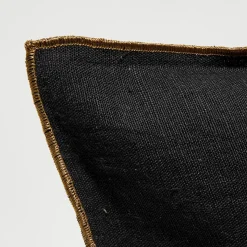 Apotheca Coussins, Galettes De Sièges^Housse de coussin en lin lavé noire - 45x45 cm