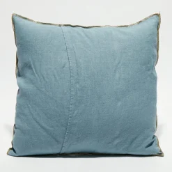 Housse de coussin en lin lavé bleu stone - 45x45 cm-Apotheca Sale