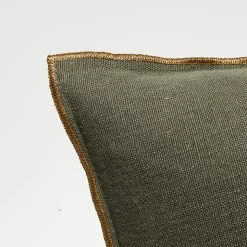 Housse de coussin en lin lavé kaki - 40x60 cm-Apotheca Best