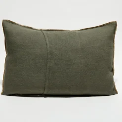 Housse de coussin en lin lavé kaki - 40x60 cm-Apotheca Best