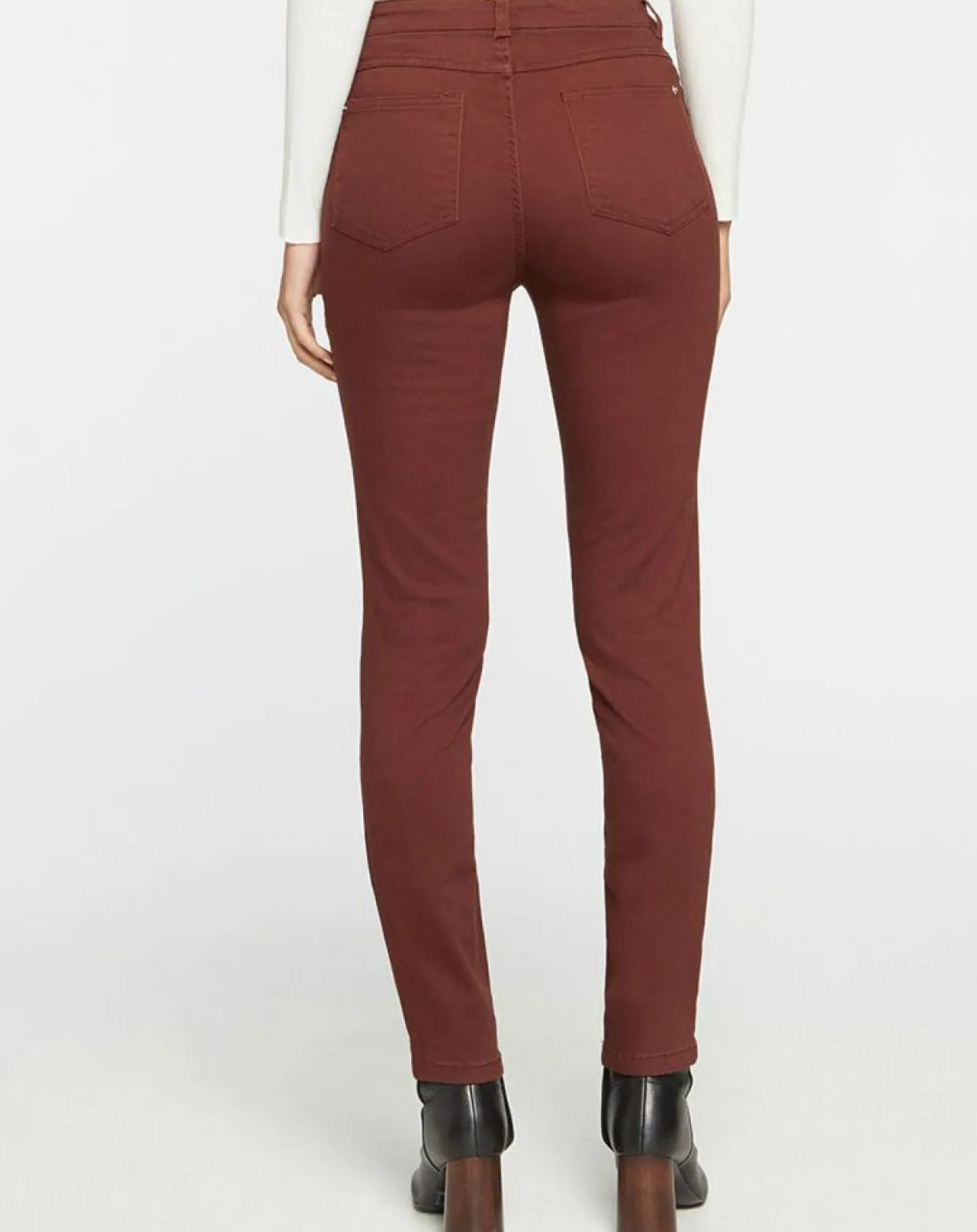 Jean ajusté Gerly en Toile de coton marron foncé-Galeries Lafayette Online