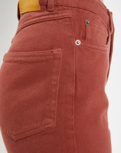 Jean délavé en Toile de coton 7/8 marron-Galeries Lafayette Clearance