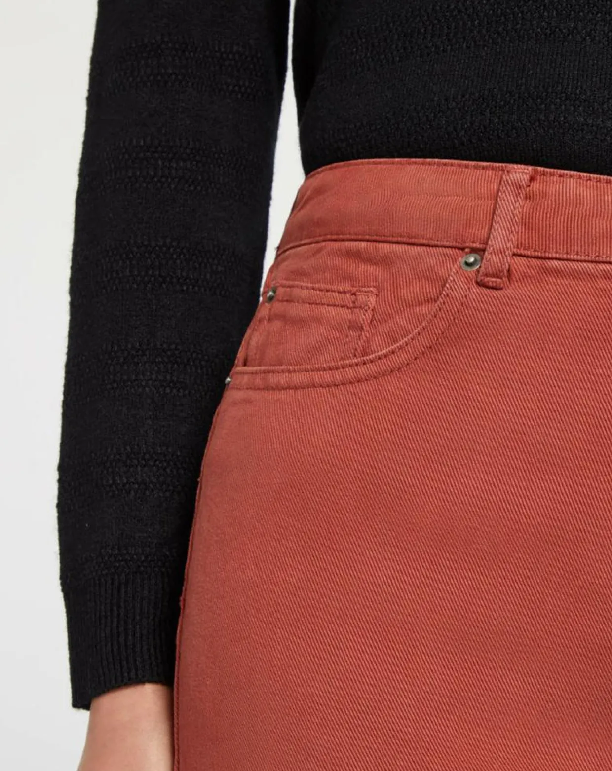 Jean délavé en Toile de coton 7/8 marron-Galeries Lafayette Clearance