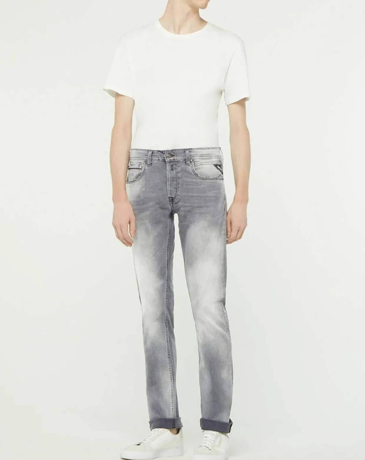 Homme Replay Jeans^Jean droit en Coton Bio 573 Grover gris moyen
