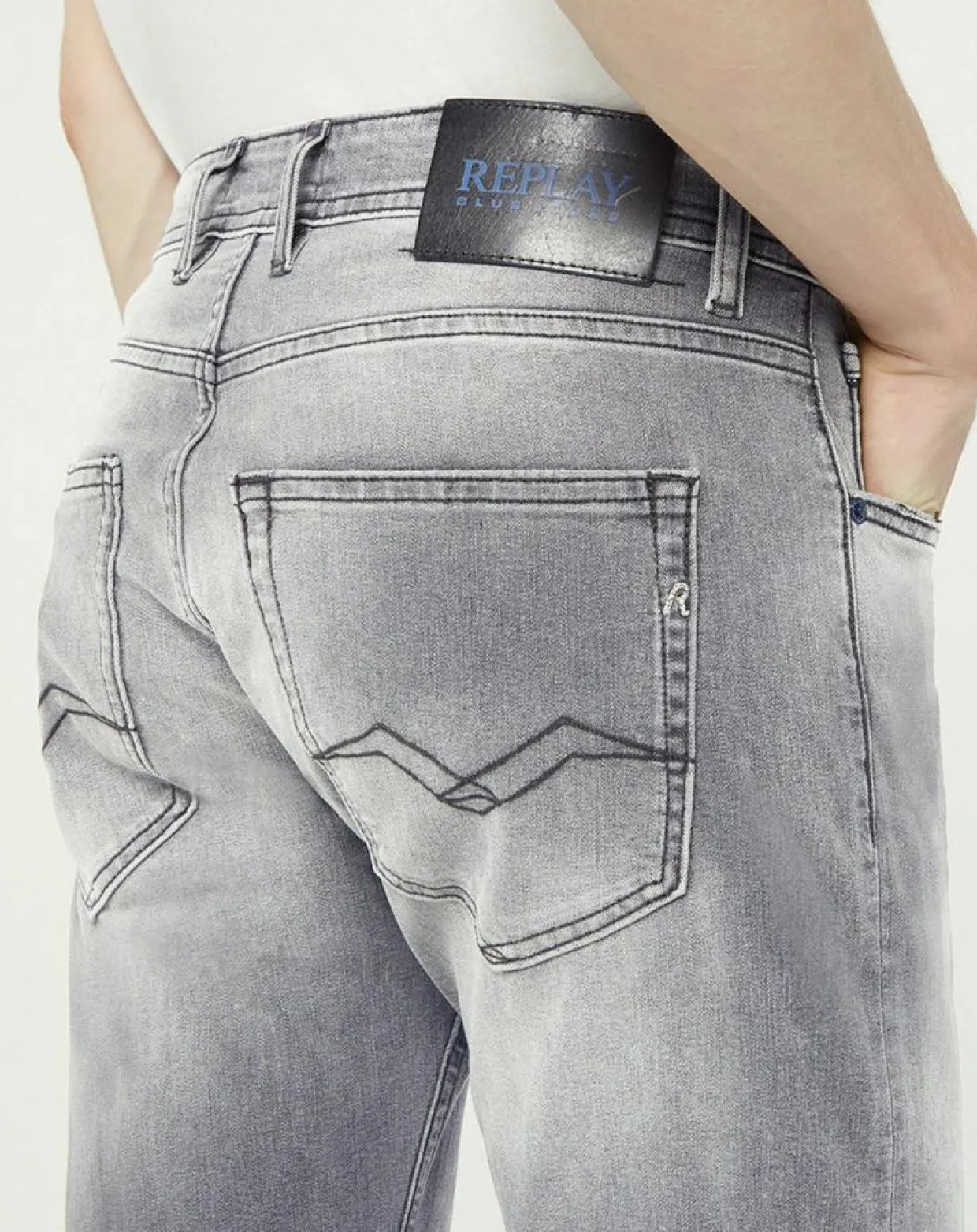 Homme Replay Jeans^Jean droit en Coton Bio 573 Grover gris moyen