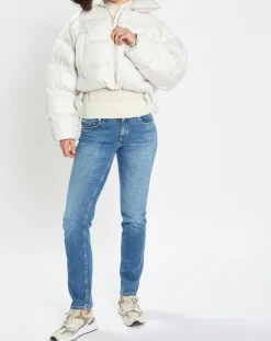 Jean droit en Coton extensible Alby bleu moyen-Marc O'Polo