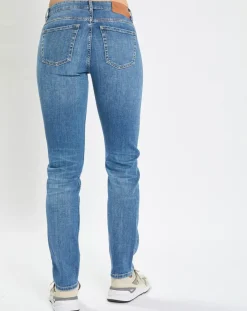 Jean droit en Coton extensible Alby bleu moyen-Marc O'Polo