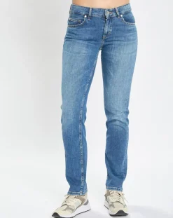Jean droit en Coton extensible Alby bleu moyen-Marc O'Polo