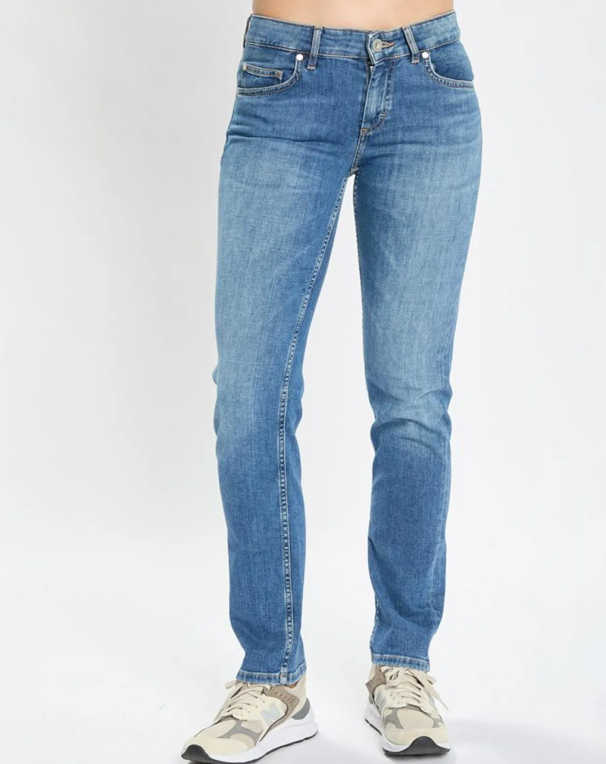 Jean droit en Coton extensible Alby bleu moyen-Marc O'Polo