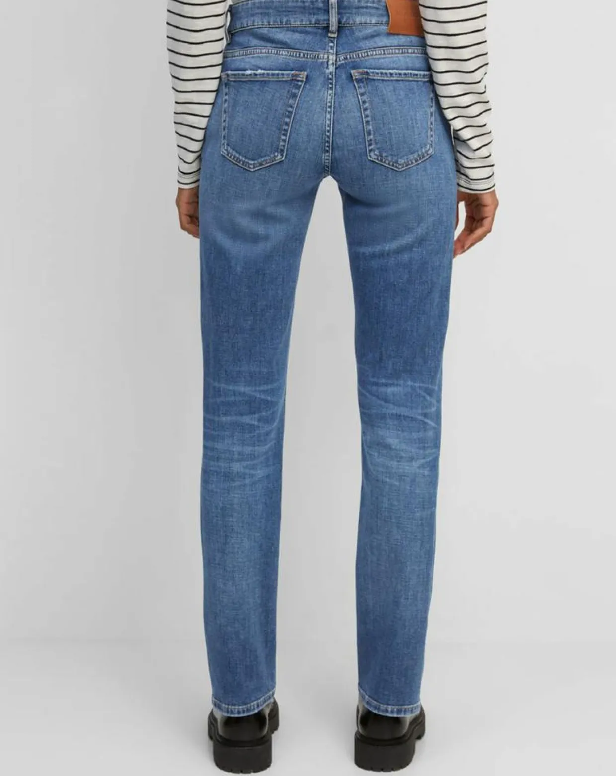 Jean droit en Coton extensible Alby bleu moyen-Marc O'Polo