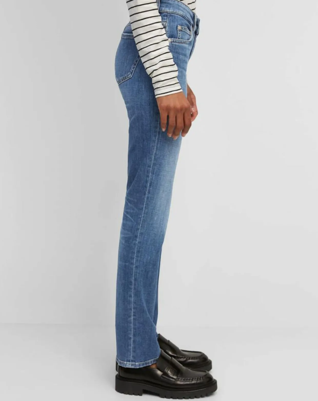 Jean droit en Coton extensible Alby bleu moyen-Marc O'Polo