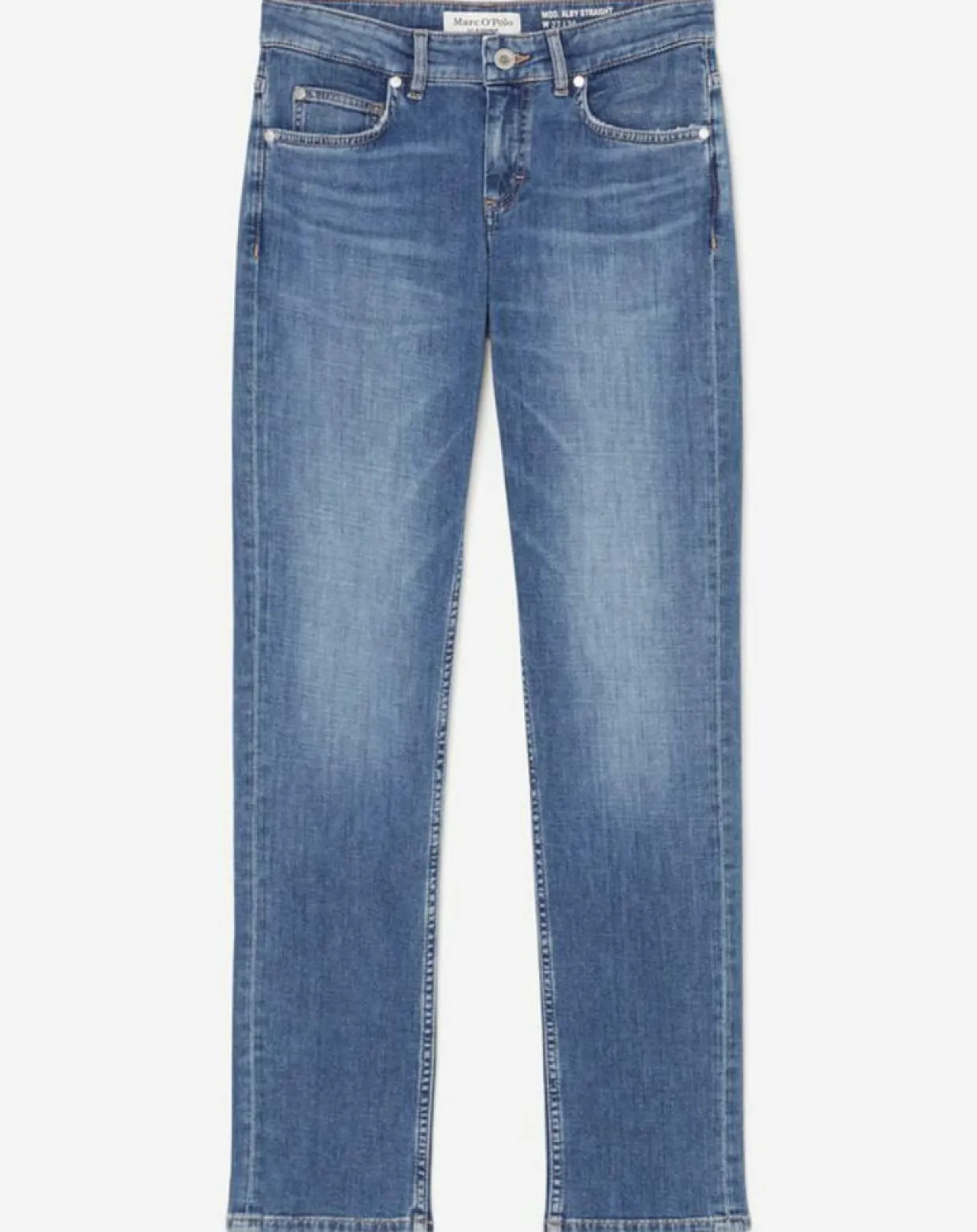 Jean droit en Coton extensible Alby bleu moyen-Marc O'Polo