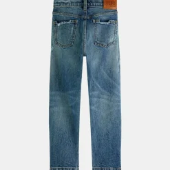 Enfant Scotch & Soda Fille^Jean droit en Toile de coton mélangé brodé palmiers bleu
