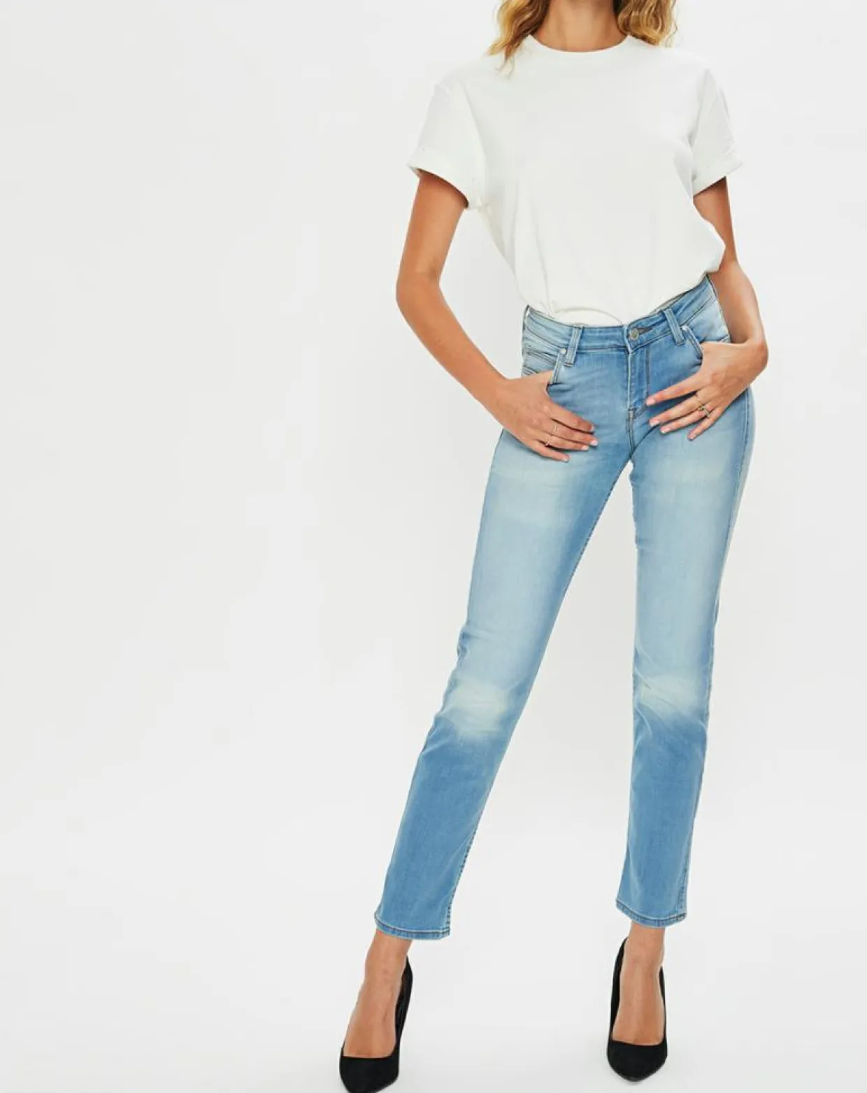 Femme Lee Jeans^Jean Droit Marion Th bleu clair