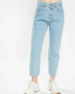 Jean en Coton Bio Capri boutons bleu clair-Galeries Lafayette