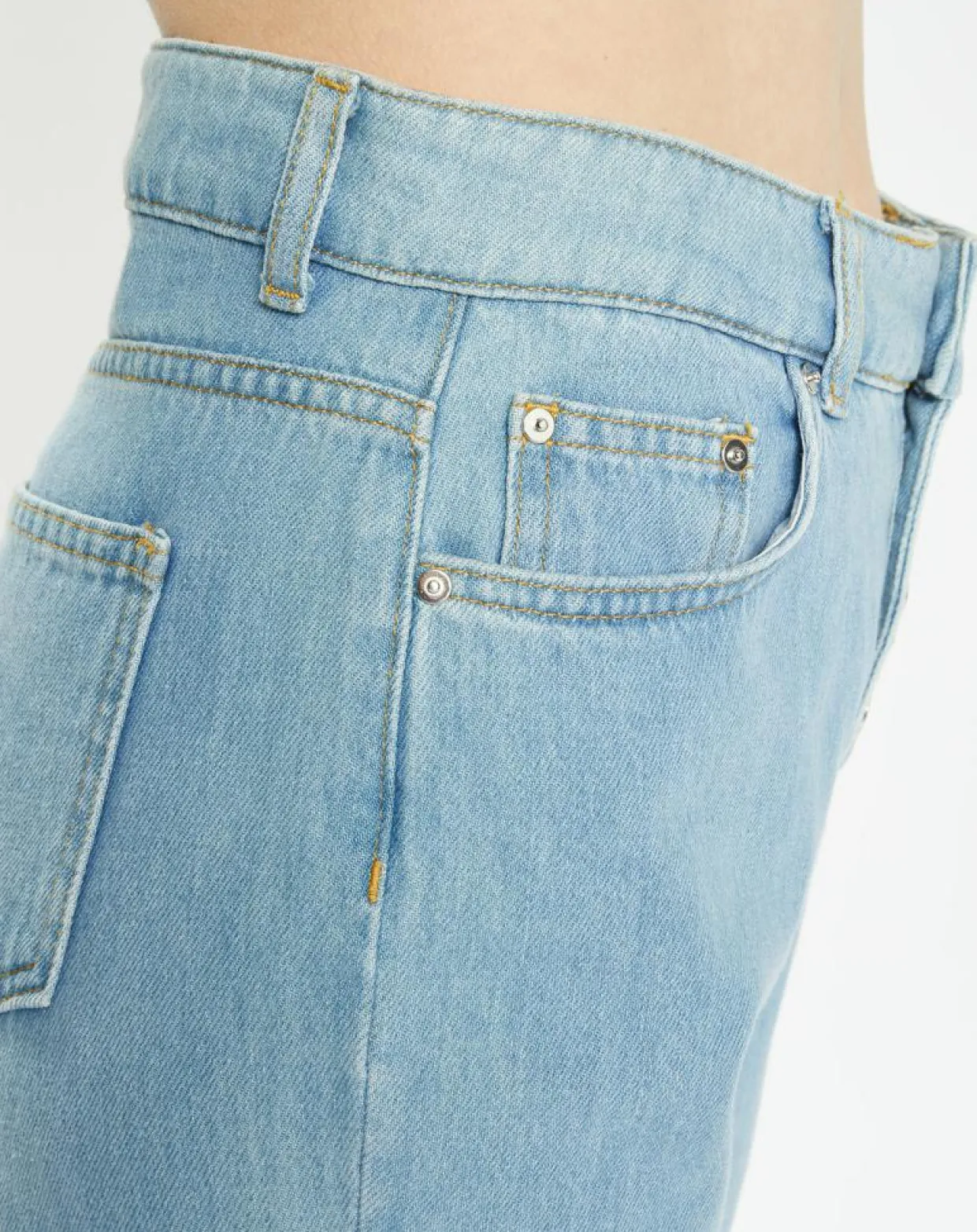 Jean en Coton Bio Capri boutons bleu clair-Galeries Lafayette