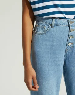 Jean en Coton Bio Capri boutons bleu clair-Galeries Lafayette