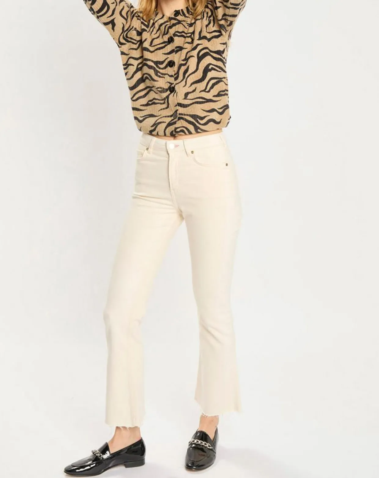 Jean en Coton Bio mélangé Flare The Kick Cropped écru-Scotch & Soda