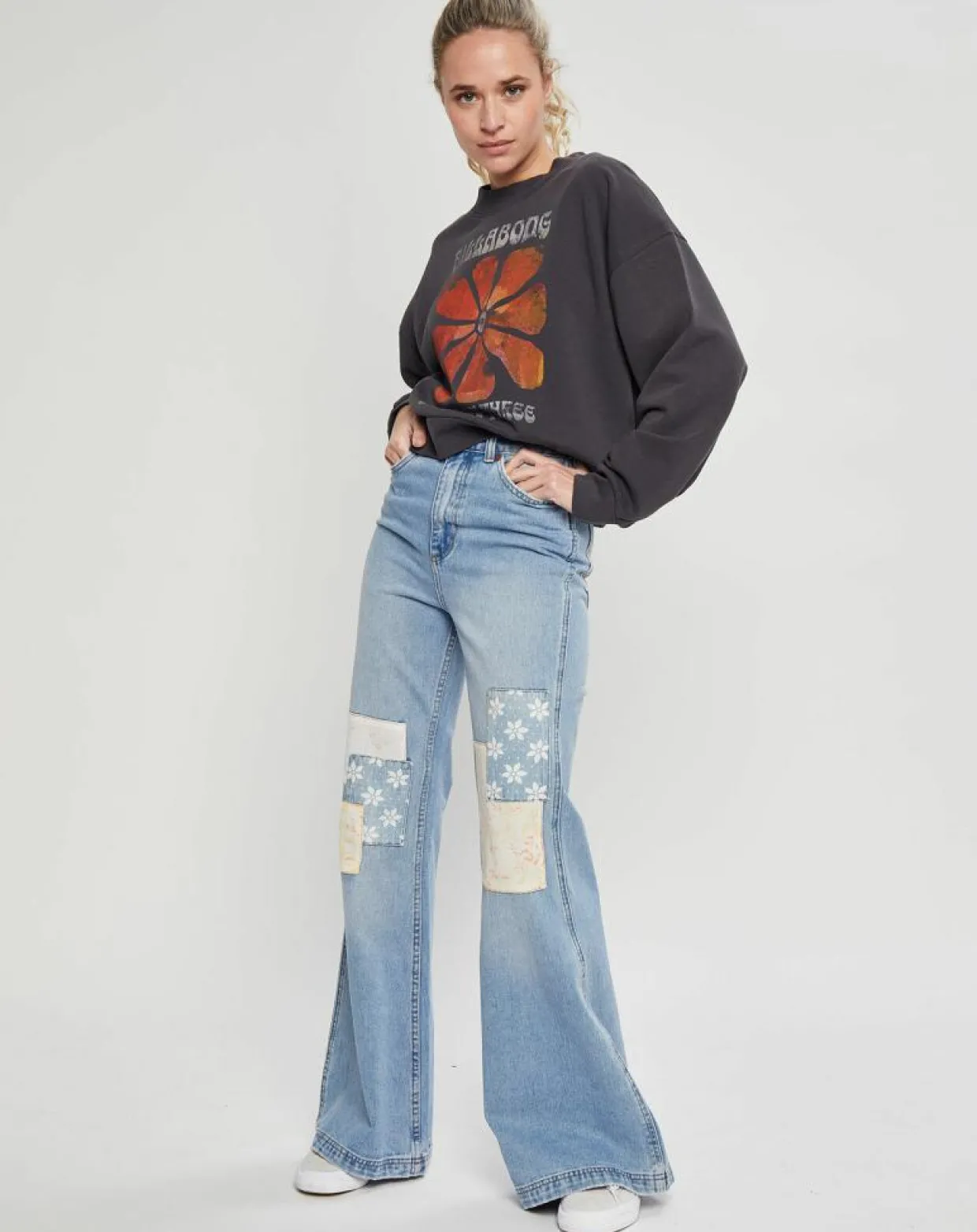 Jean flare x Wrangler Patchwork bleu clair-Billabong