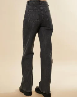 Jean large en Toile de coton Ronda noir-Chloé Stora