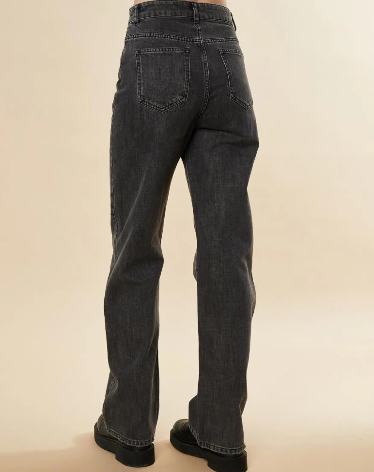 Jean large en Toile de coton Ronda noir-Chloé Stora