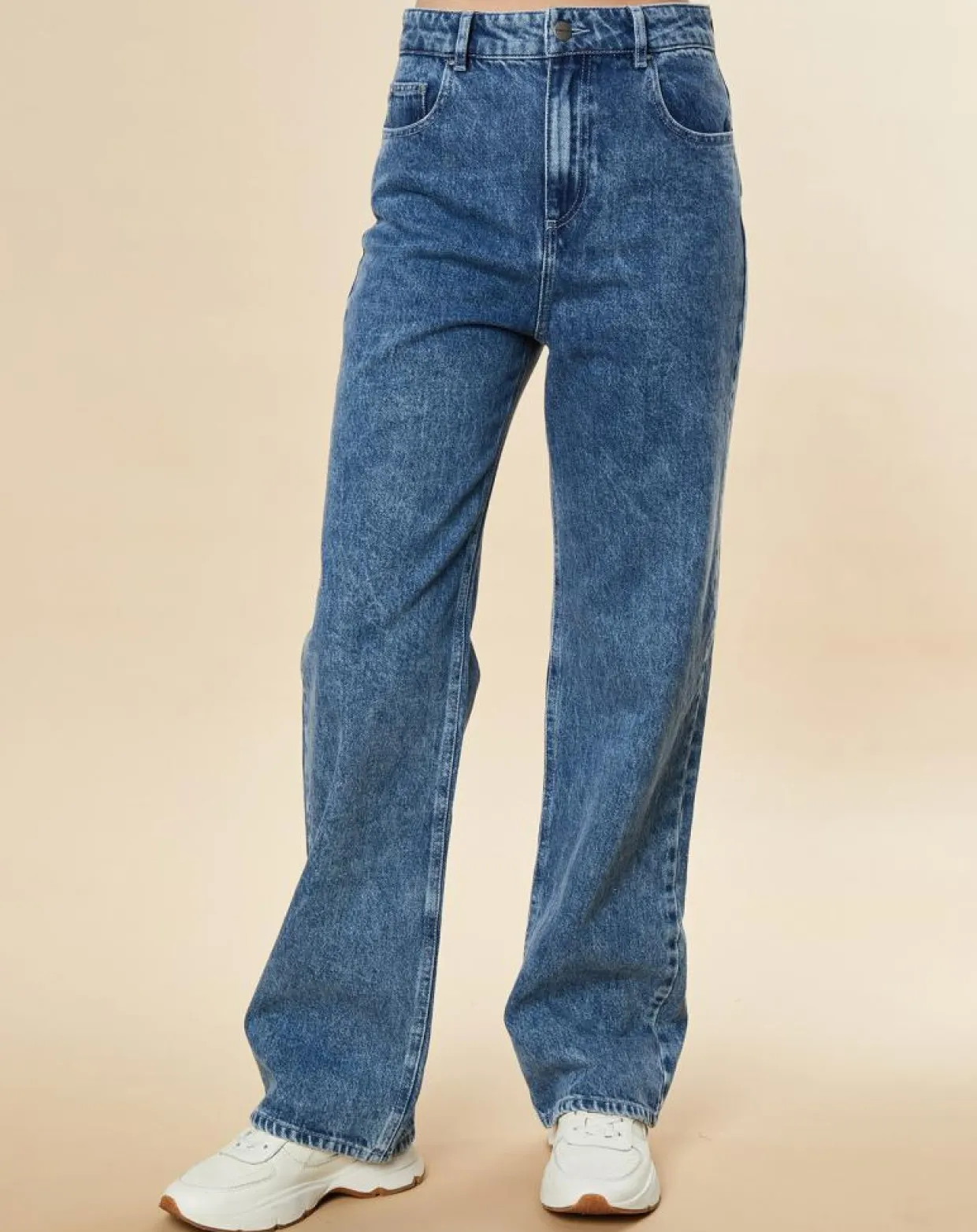 Jean large en Toile de coton Ronda bleu-Chloé Stora