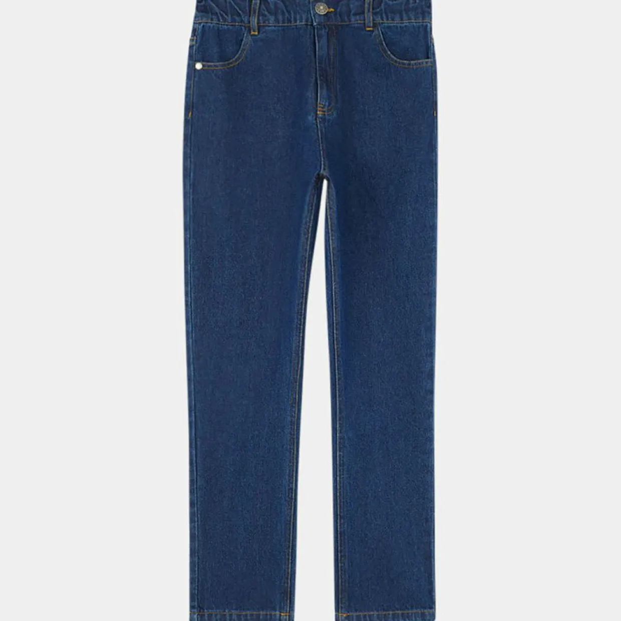 Jean mom Anna en Toile de coton bio bleu brut-Galeries Lafayette & Kids Discount