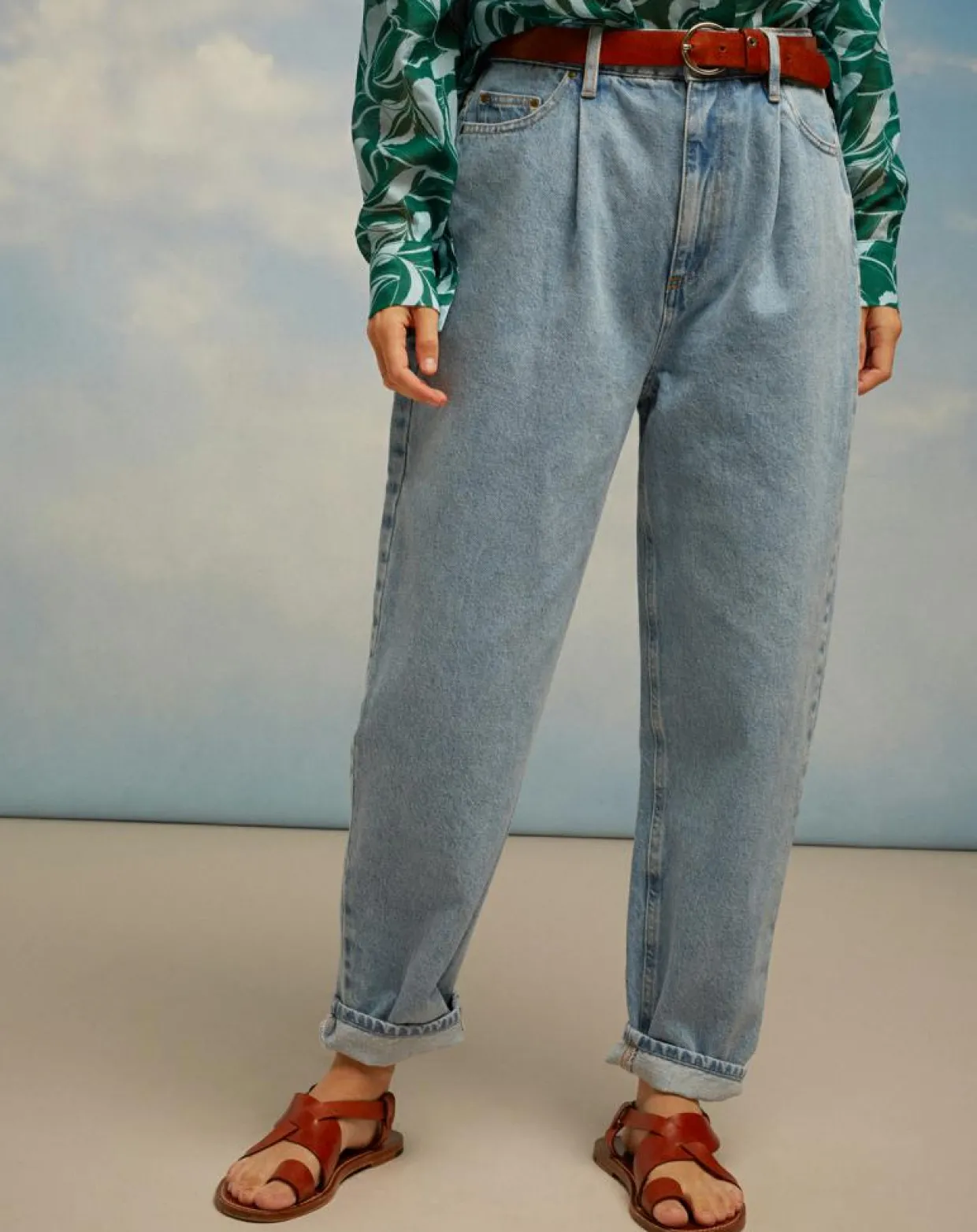 Femme Chloé Stora Jeans^Jean mom en Toile de coton Raisin bleu