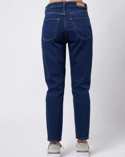 Femme Esprit Jeans^Jean Mom taille haute à jambes droites bleu foncé