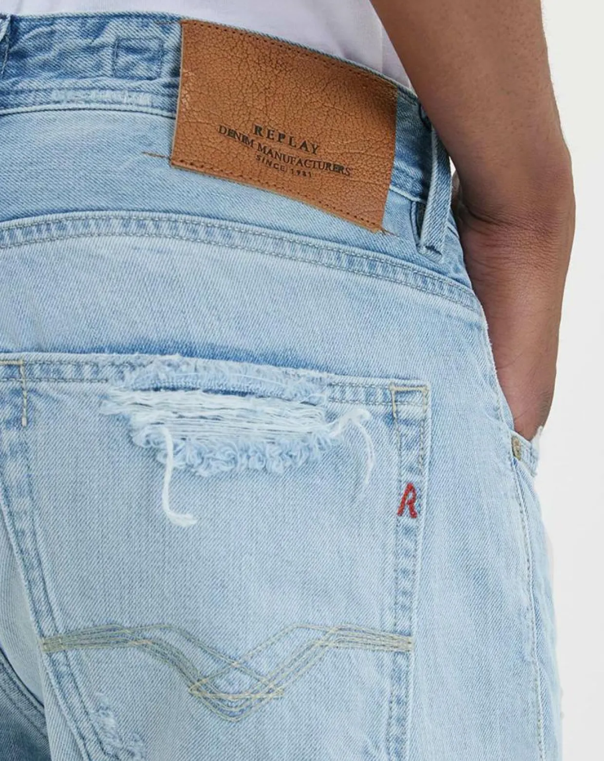 Homme Replay Jeans^Jean Regular grover aged 20y destroyed bleu clair