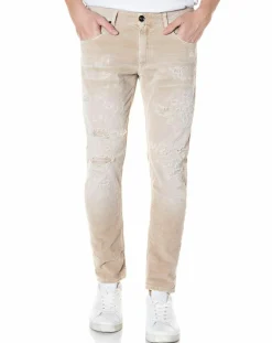Homme Replay Jeans^Jean Skinny en Velours côtelé Broken Eged beige