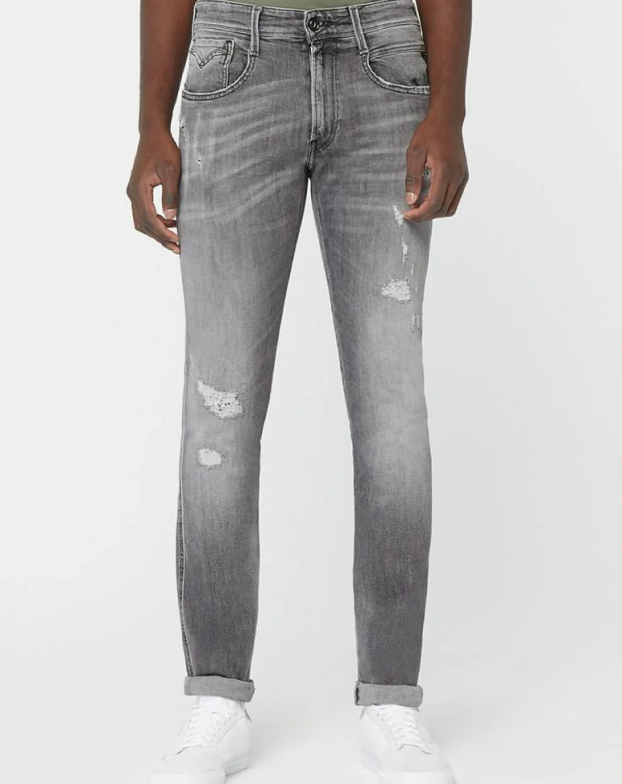 Jean Slim Aged Eco Anbass gris moyen-Replay Hot