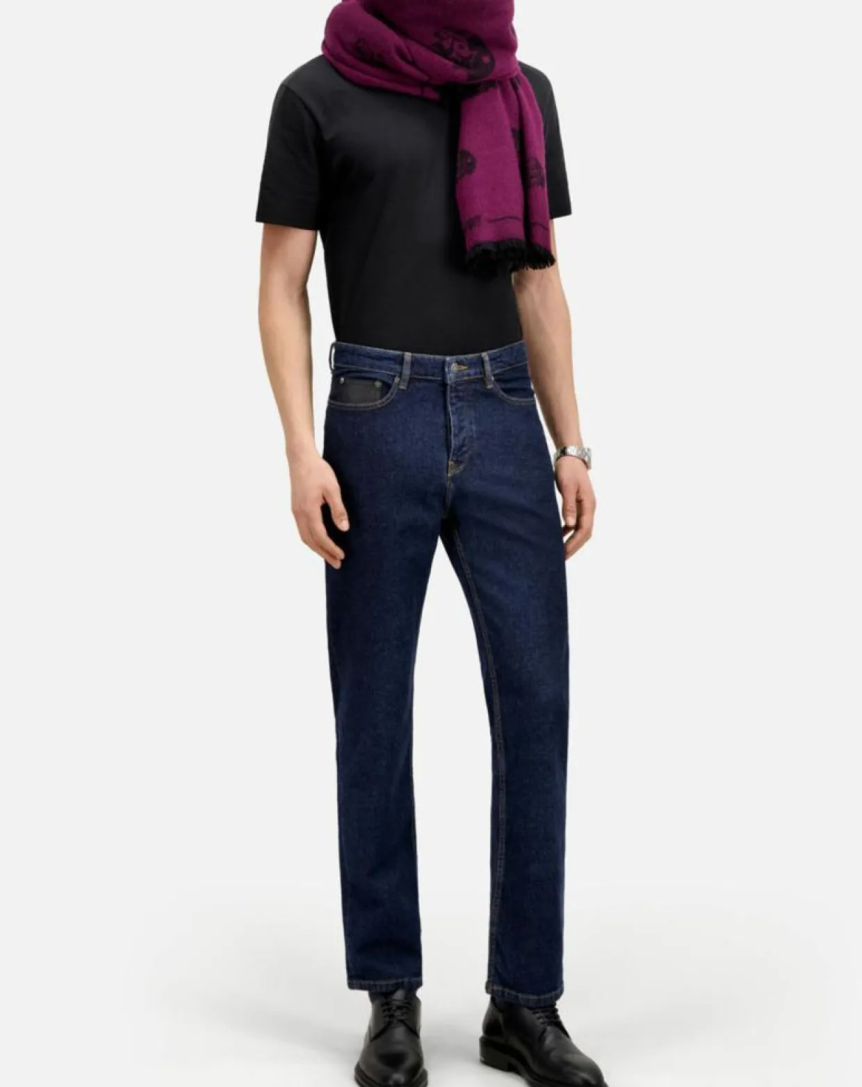 Homme The Kooples Jeans^Jean slim avec poche en cuir bleu