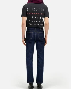 Homme The Kooples Jeans^Jean slim avec poche en cuir bleu