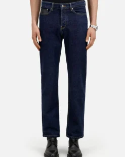 Homme The Kooples Jeans^Jean slim avec poche en cuir bleu