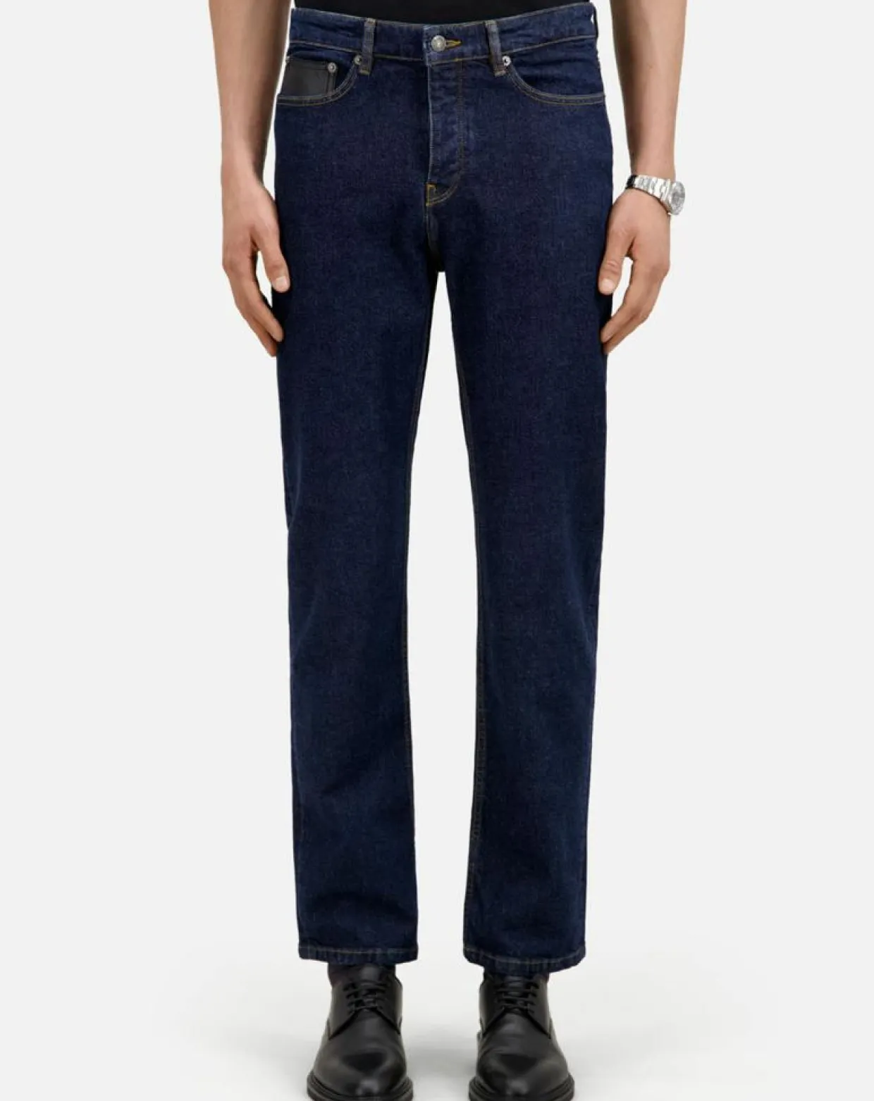 Homme The Kooples Jeans^Jean slim avec poche en cuir bleu