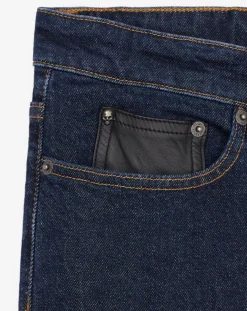 Homme The Kooples Jeans^Jean slim avec poche en cuir bleu