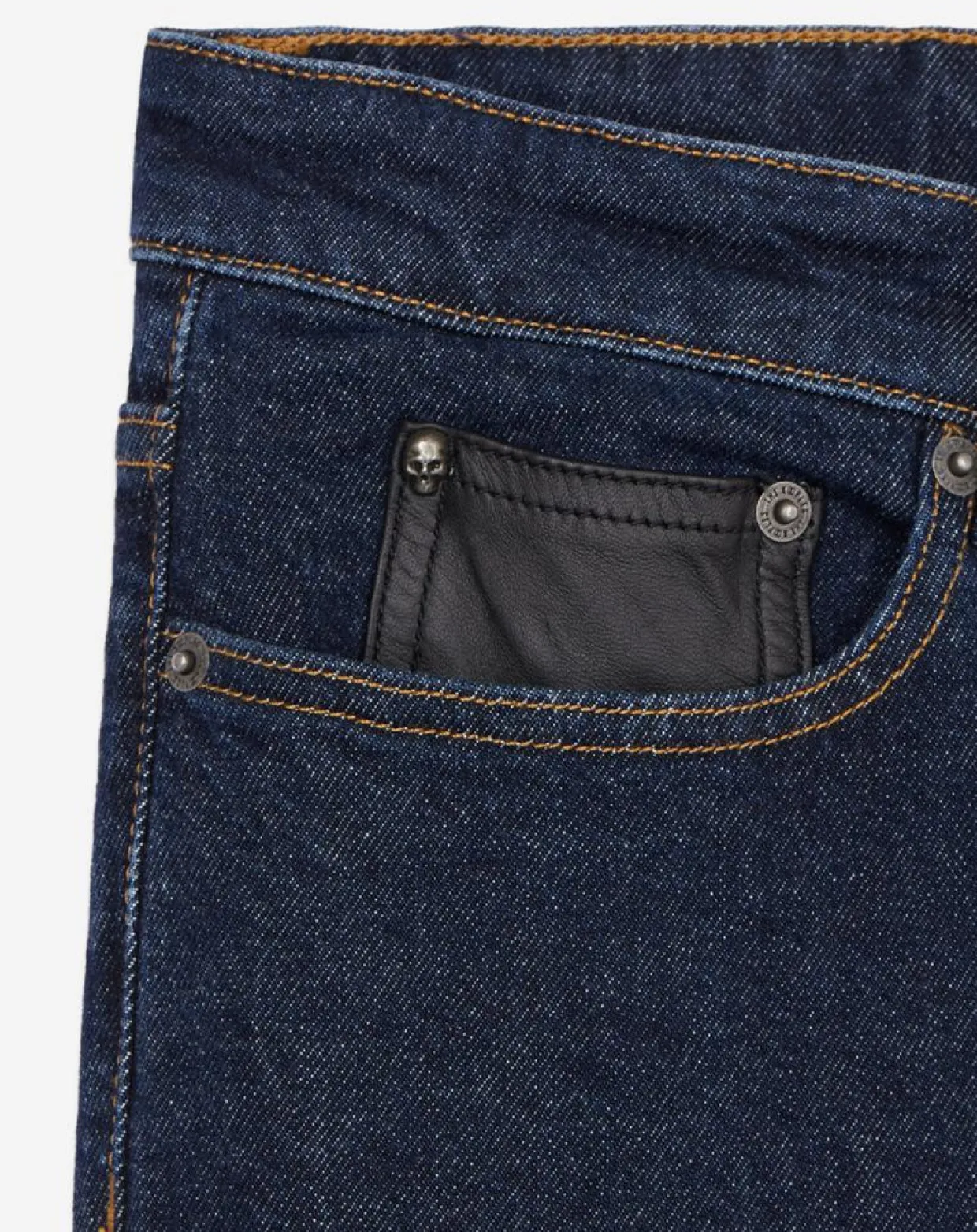 Homme The Kooples Jeans^Jean slim avec poche en cuir bleu