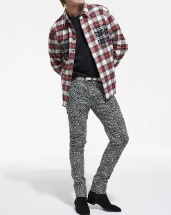 Homme The Kooples Jeans^Jean Slim Punk Léopard noir